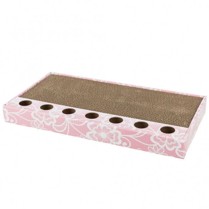 Kratzbrett für Katzen – Kratzpappe rosa, 48 × 25 cm