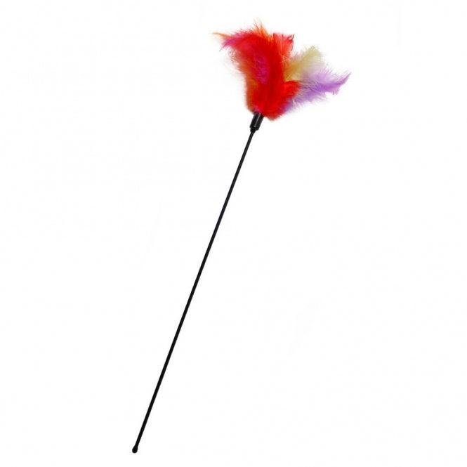 Katzenangel – Flamingo Katzenwedel mit Federn, multicolor