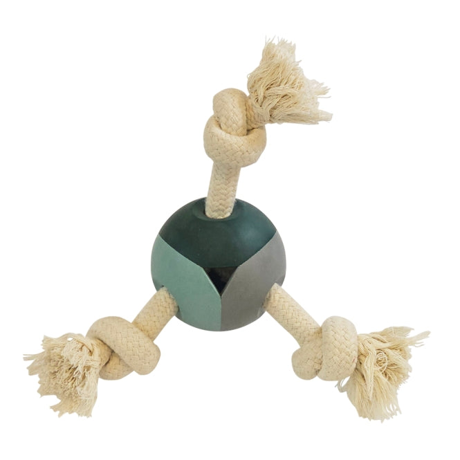 Hundeball – Vollgummi mit Knotenseilen