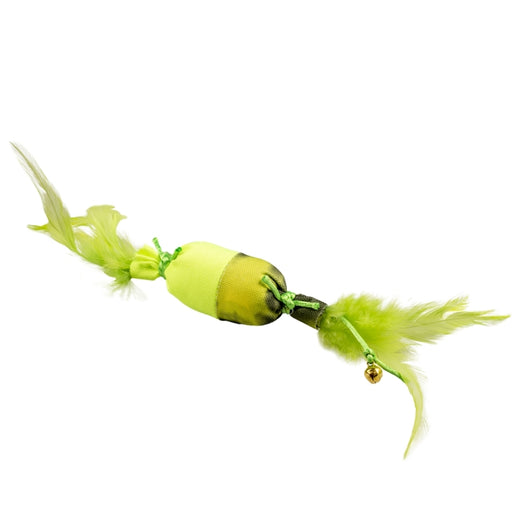Katzenangel – Cat Toy Flash Bonbon mit Federn, grün