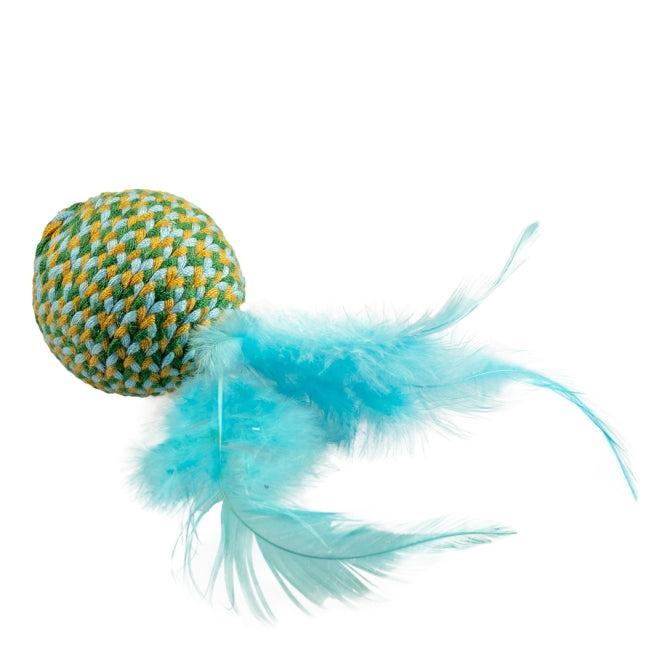 Katzenangel – Cat Toy Jolly mit Federn, blau