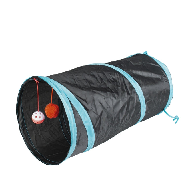 Spieltunnel für Katzen – blau/schwarz, 50 x 25cm