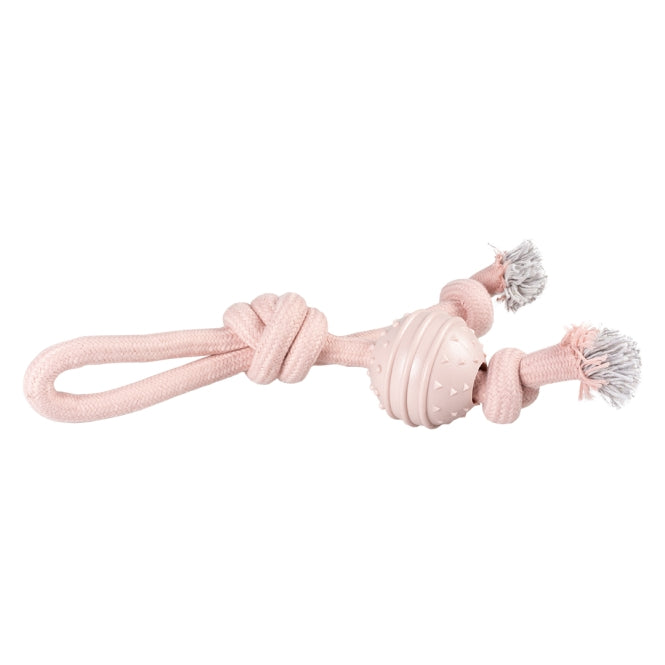 Gummiball für Hunde – Seilschlaufe mit Knoten & rosa