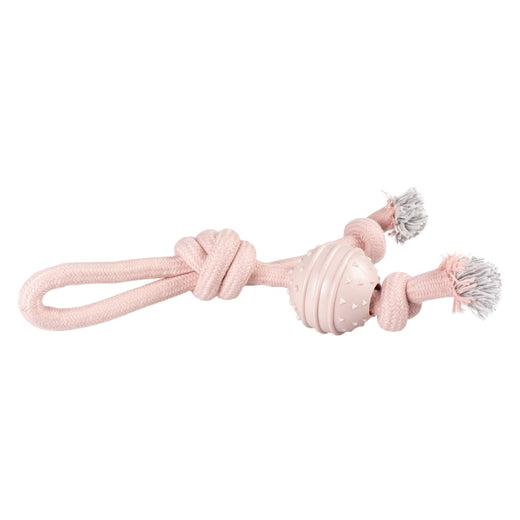 Gummiball für Hunde – Seilschlaufe mit Knoten & rosa