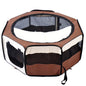 PawHut Portable Cat Dog Playpen Pet Puppy Rabbit Guinea Pig Pen Run Dia 90 X 41H Cm Indoor & Outdoor Brown