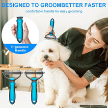 Pet Grooming Brush – Double-Sided Deshedding & Dematting Undercoat Rake for Dogs & Cats