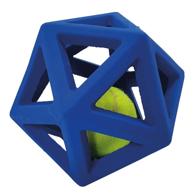 Gitterball für Hunde – Vollgummi mit Tennisball
