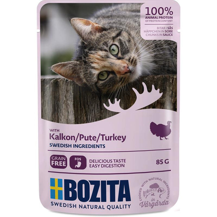 Katzennassfutter Häppchen in Soße mit Pute 85g, 12er Pack – Bozita