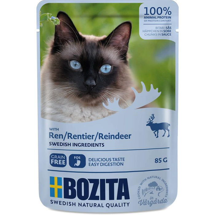 Katzennassfutter Häppchen in Soße mit Rentier 85g, 12er Pack – Bozita