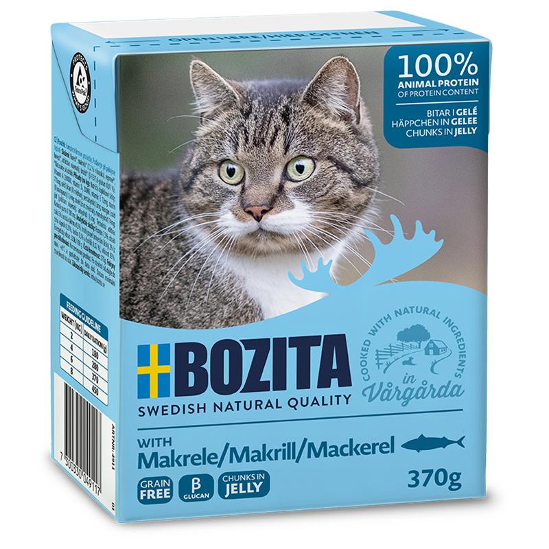 Katzennassfutter Tetra Recard Häppchen in Gelee Makrele 370g, 6er Pack – Bozita Cat