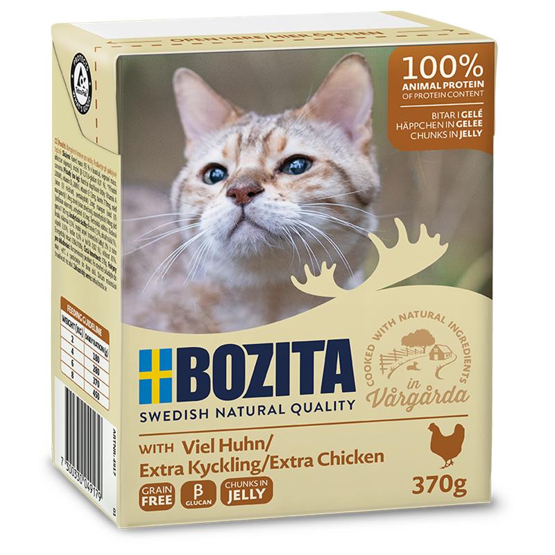 Katzennassfutter Tetra Recard Häppchen in Gelee mit viel Huhn 370g, 6er Pack – Bozita Cat