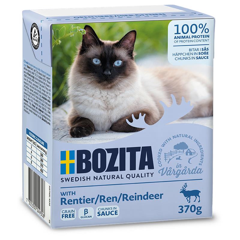 Katzennassfutter Tetra Recard Häppchen in Soße Rentier 370g, 6er Pack – Bozita Cat