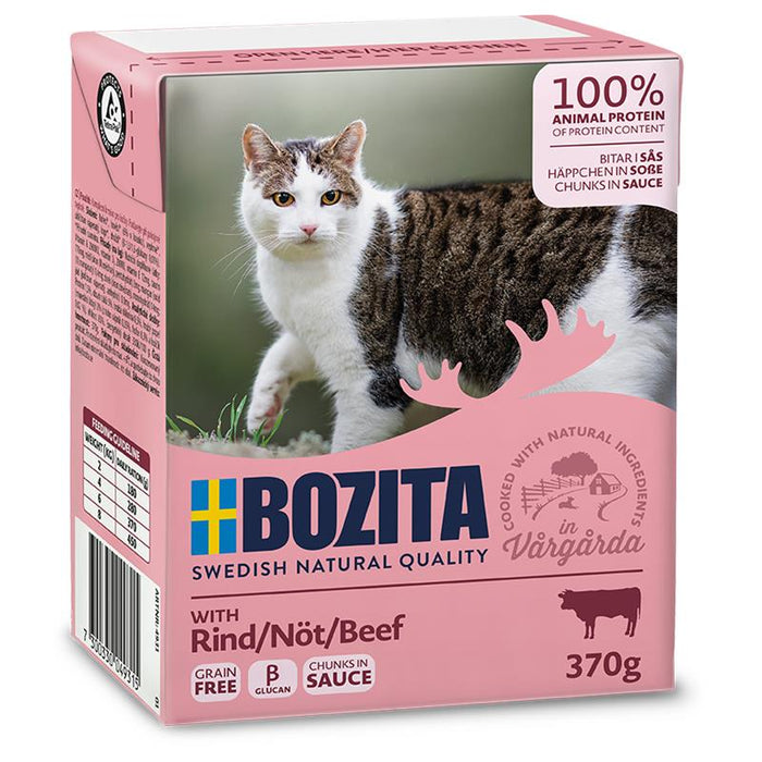 Katzennassfutter Tetra Recard Häppchen in Soße Rind 370g, 6er Pack – Bozita Cat