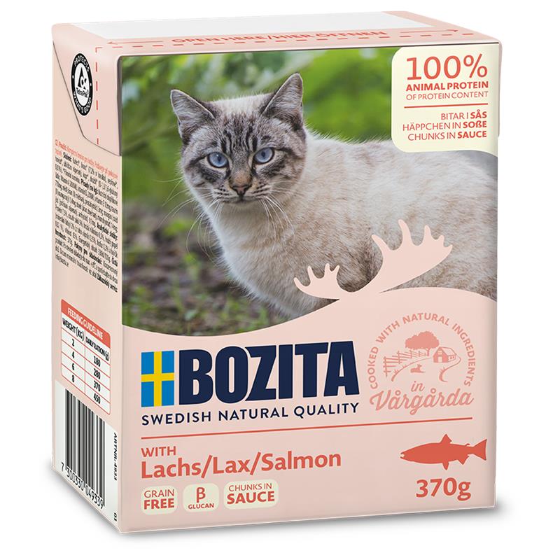 Katzennassfutter Tetra Recard Häppchen in Soße Lachs 370g, 6er Pack – Bozita Cat