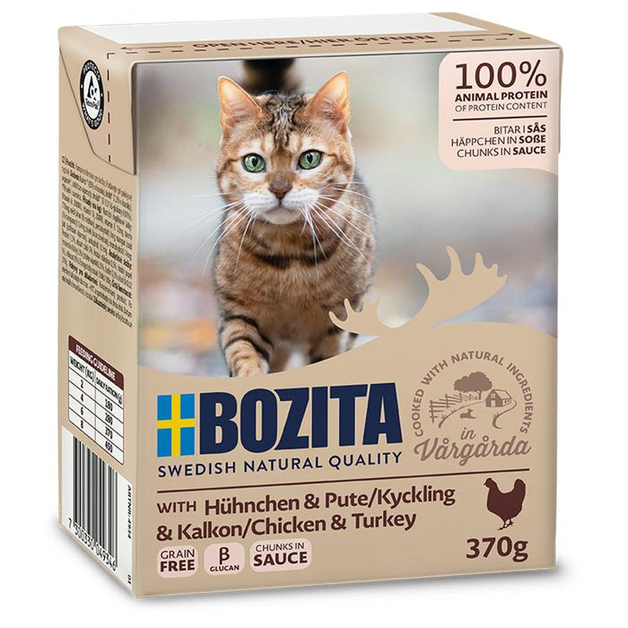 Katzennassfutter Tetra Recard Häppchen in Soße Huhn & Pute 370g, 6er Pack – Bozita Cat