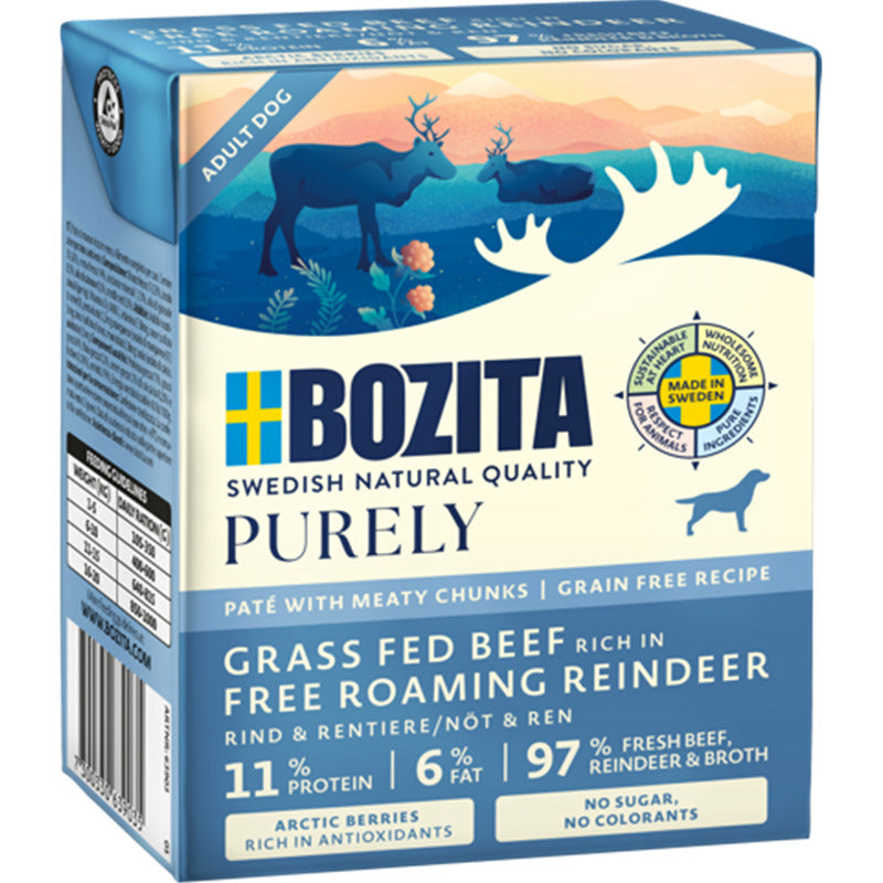 Hundenassfutter Dog Tetra Purely Pate mit Rind & Rentier 370g, 6er Pack – Bozita