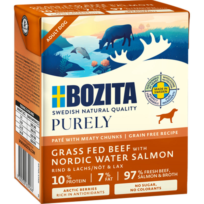 Hundenassfutter Dog Tetra Purely Pate mit Rind & Lachs 370g, 6er Pack – Bozita