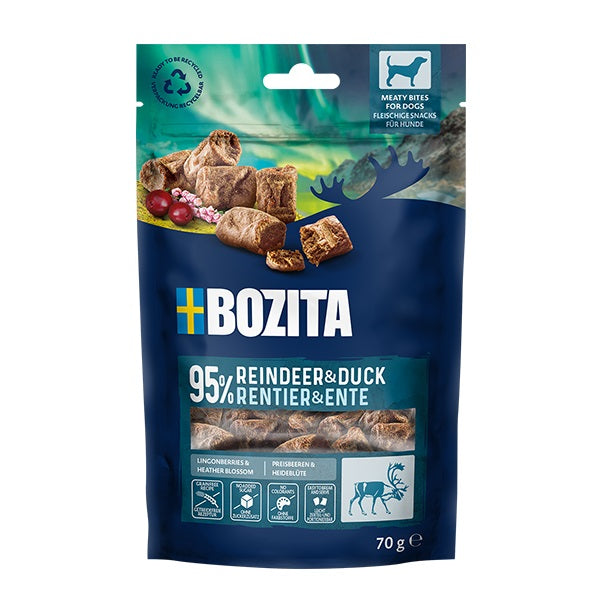 Hundeleckerli Dog Meaty Bites Rentier & Ente 70g – Bozita