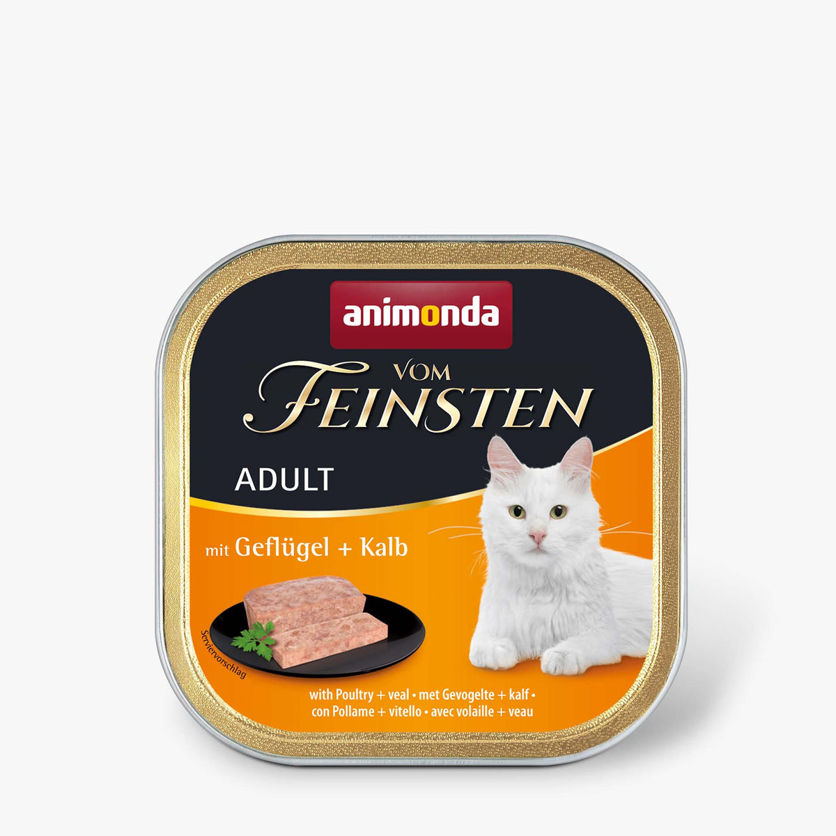 Katzennassfutter vom Feinsten Adult mit Geflügel & Kalb 100g, 32er Pack – Animonda Cat