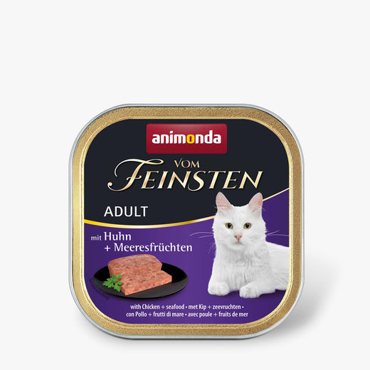 Katzennassfutter vom Feinsten Adult mit Huhn & Meeresfrüchte 100g, 32er Pack – Animonda Cat