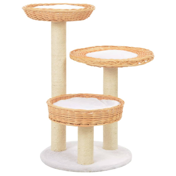 Vidaxl cat scratching post with sisal scratching post natural willow wood-0