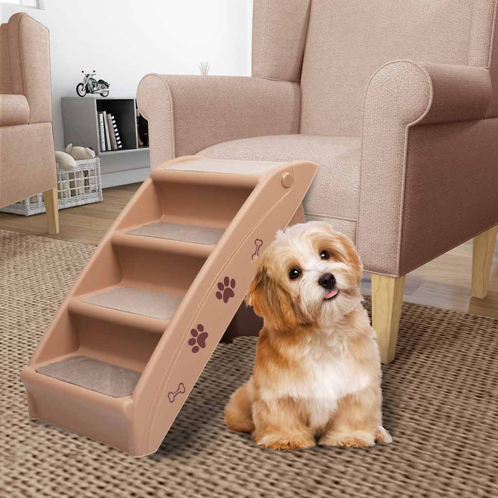 Vidaxl Folding Dog Stairs 62x40x49.5 cm Brown-0