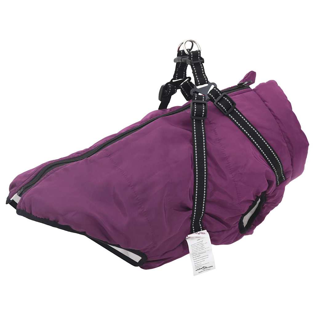Vidaxxl dog coat with harness waterproof reflective purple l52-0