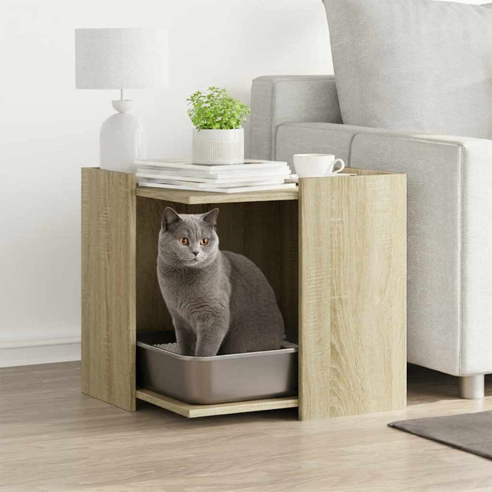 Vidaxxl cat litter cabinet 53x53x51 cm finished wood sonoma oak colored-0
