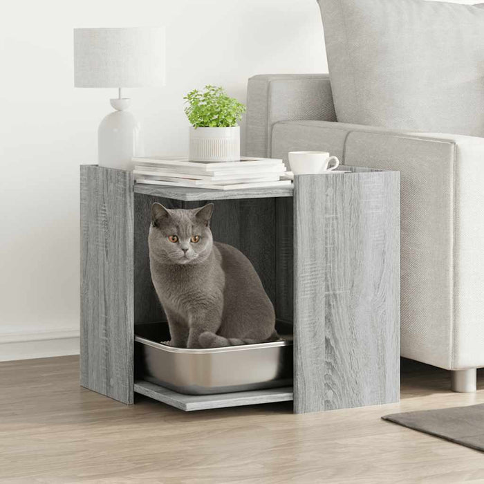 Vidaxxl cat litter cabinet 53x53x51 cm engineered wood gray sonoma oak color-0