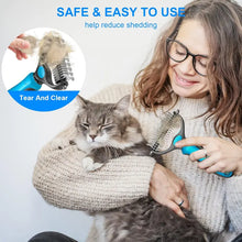 Pet Grooming Brush – Double-Sided Deshedding & Dematting Undercoat Rake for Dogs & Cats