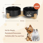 Nobleza Ceramic Dog and Cat Feeder 400ml – 2 Bowls with Non-Slip Bamboo Stand, Food and Water Dish, Ideal for Cats, Small Breeds and Puppies (Black)