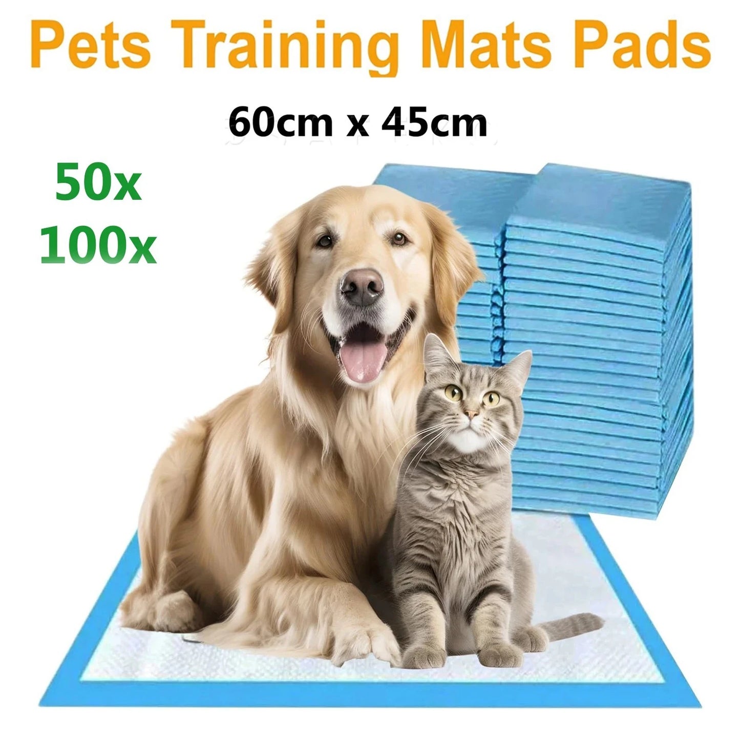 Pack of 50-100 Super Absorbent Pet Diaper Dog Training Pee Pads Disposable Healthy Nappy Mats For Cats Dog Quick-dry 60 x 45cm