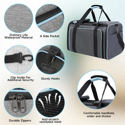Large Capacity Cat Carrier Bag Soft Side Backpack Cat Pet Carriers Expandable Cat Travel Bags Transport For Small Dogs Cats