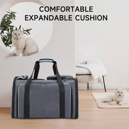 Large Capacity Cat Carrier Bag Soft Side Backpack Cat Pet Carriers Expandable Cat Travel Bags Transport For Small Dogs Cats