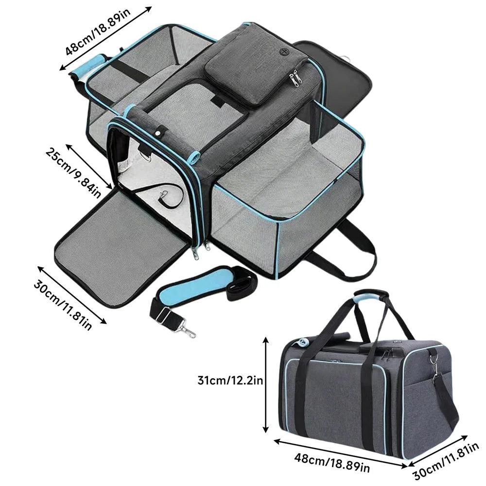 Large Capacity Cat Carrier Bag Soft Side Backpack Cat Pet Carriers Expandable Cat Travel Bags Transport For Small Dogs Cats