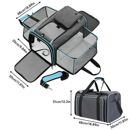 Large Capacity Cat Carrier Bag Soft Side Backpack Cat Pet Carriers Expandable Cat Travel Bags Transport For Small Dogs Cats