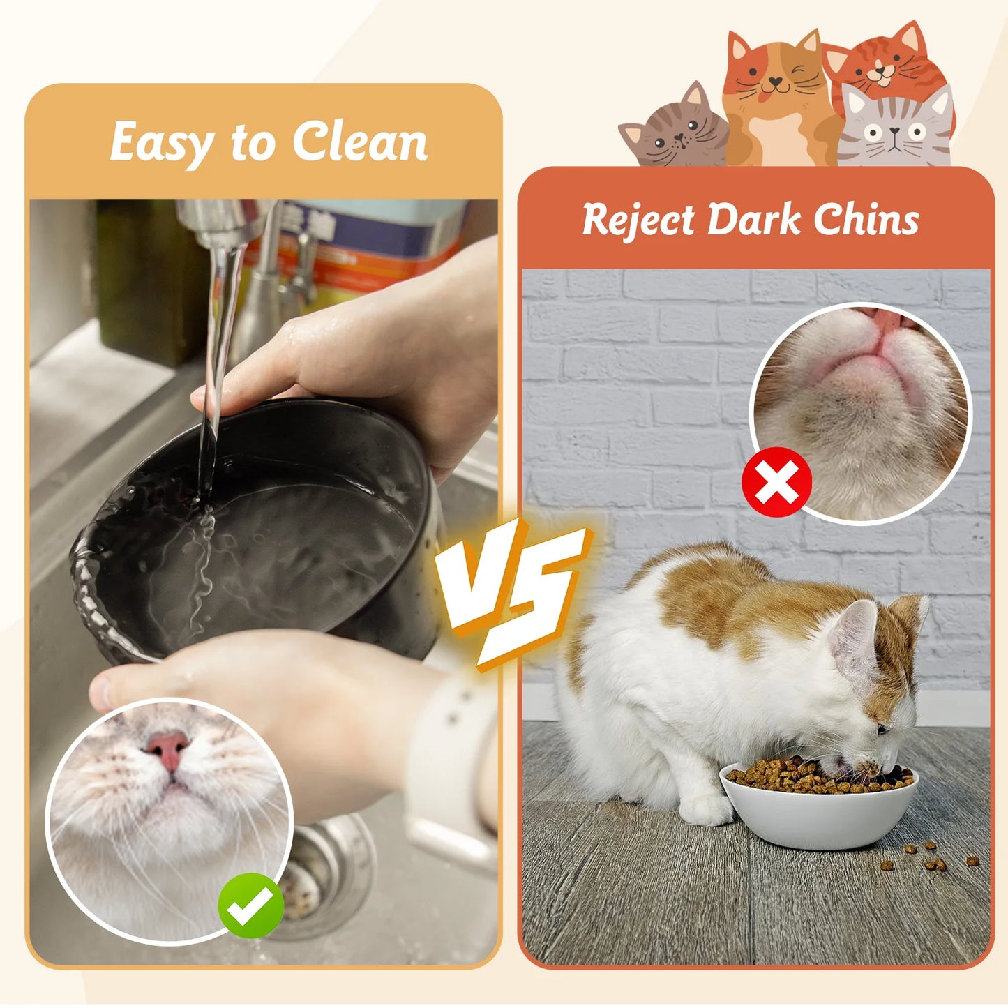 Nobleza Ceramic Dog and Cat Feeder 400ml – 2 Bowls with Non-Slip Bamboo Stand, Food and Water Dish, Ideal for Cats, Small Breeds and Puppies (Black)