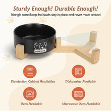 Ceramic Cat & Dog Bowls – 2-Piece 400 ml Feeding Set with Non-Slip Bamboo Stand for Cats, Puppies & Small Dogs