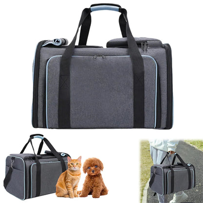 Large Capacity Cat Carrier Bag Soft Side Backpack Cat Pet Carriers Expandable Cat Travel Bags Transport For Small Dogs Cats
