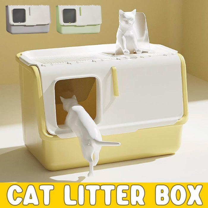 Large Fully Enclosed Cat Litter Box with Lid Odor Control Litter Pan for Cats-0