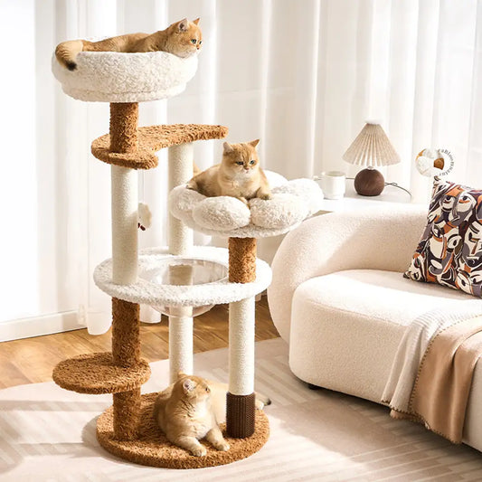 Scratching Post Cat Tree Flower Multi-Level Cat Climbing Frame with Space Capsule