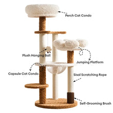 Scratching Post Cat Tree Flower Multi-Level Cat Climbing Frame with Space Capsule