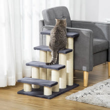 Dog Stairs for Bed – 4-Step Pet Stairs with Built-In Scratching Post for Dogs & Cats