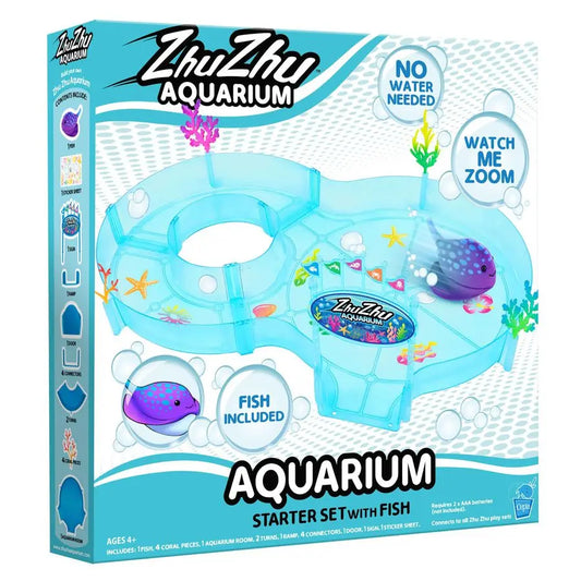 Adams Zhu Zhu Pets Aquarium Starter Playset WITH Fish Electronic LandSwimming Pets for Kids MessFree Fun Toy Build Your Aquariu