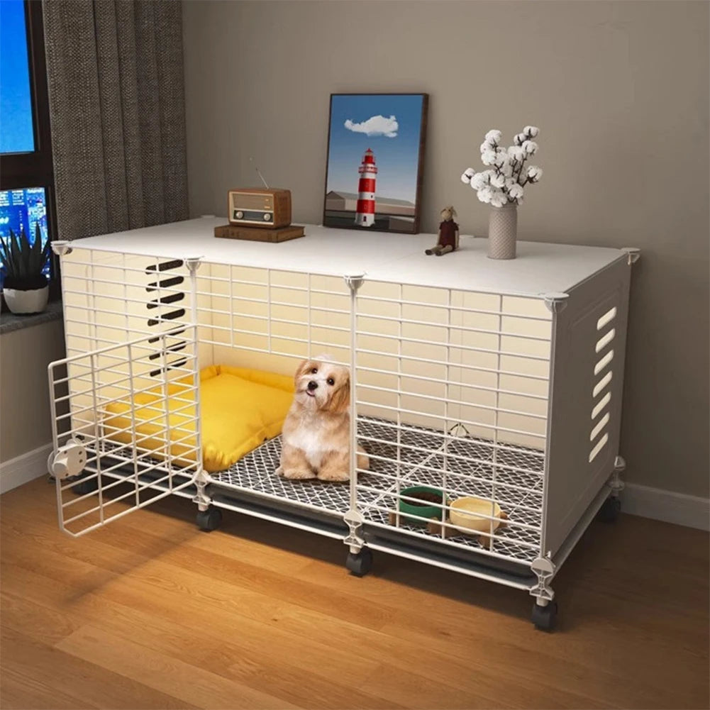 Dog Kennel with Wheels & Tray Dog Cage Crate Indoor Dog House Wired Cage Crate Dog Kennels for Small/Medium/Large Dog