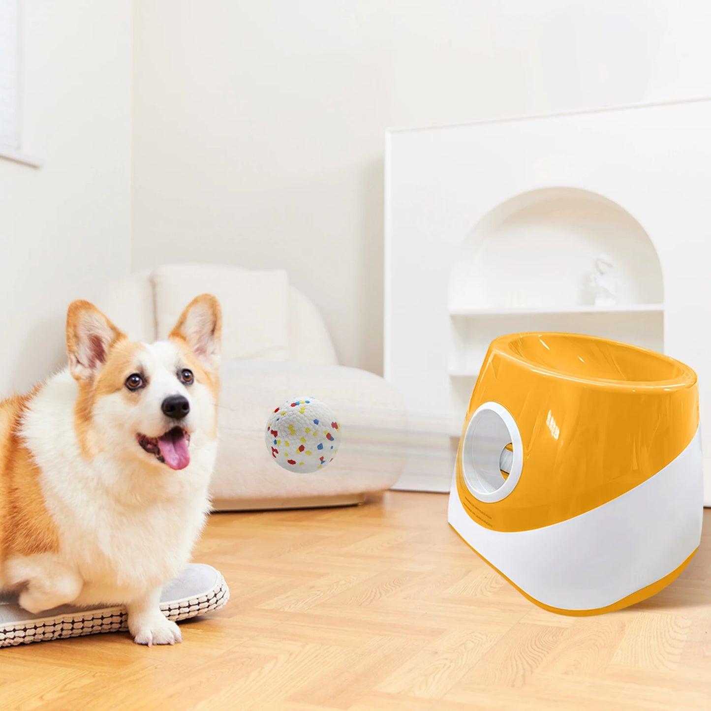 Automatic Dog Ball Thrower Launcher with 3 Tennis Balls 3 Speed Distance Rechargeable Throw Machine for Small Dogs Pet Chase Toy