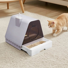Tieker Creative Cute Cat Litter Box Pet House Shape Cat Toilet Large Capacity Splash-proof Deodorant