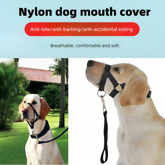 Dog Muzzle Collar - Adjustable Training Halter - Anti-Bite Pet Leash - Dog Safety Accessory