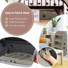4-Step Plastic Pet Stairs - Soft Surface Dog & Cat Ladder - Lightweight Bed Sofa Car Access
