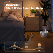 Cat Water Fountain 2.2L Stainless Steel — Artesian Flow, Ultra-Quiet Pump & Filter
